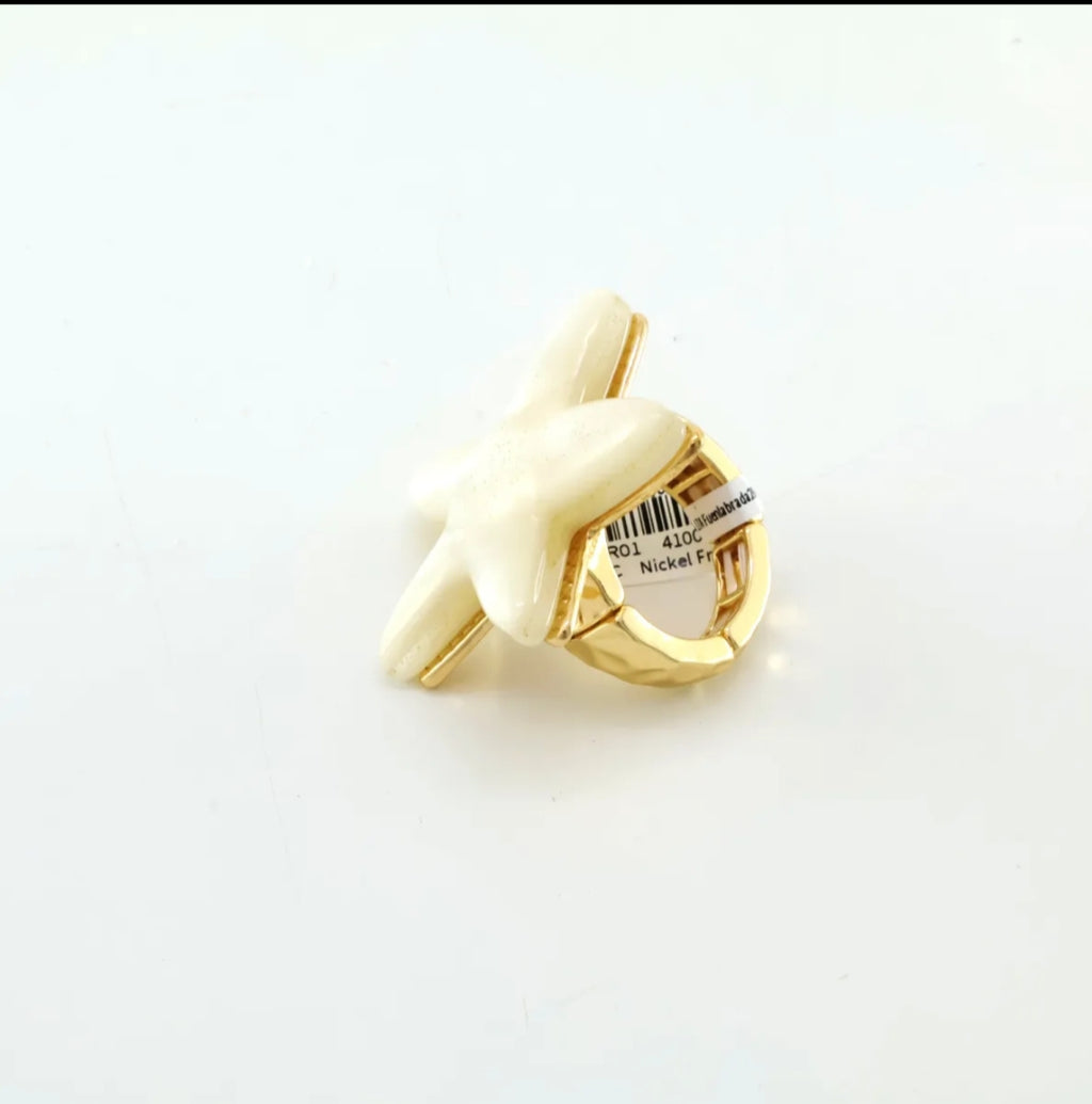 Anillo estrella de mar  marmoleado sin níquel detalle 