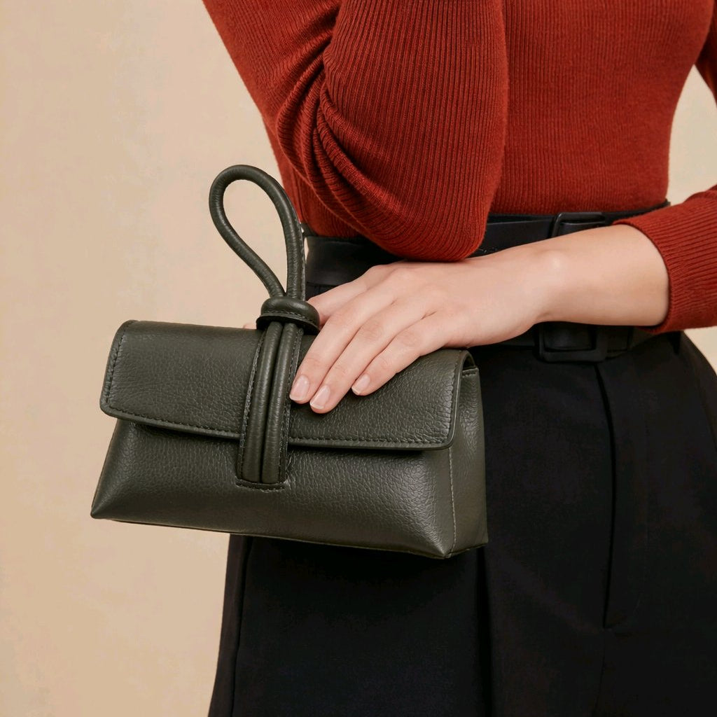 BOLSO ``ALLEGRA`` DE PIEL ITALIANA CON ASA DE NUDO Y BANDOLERA