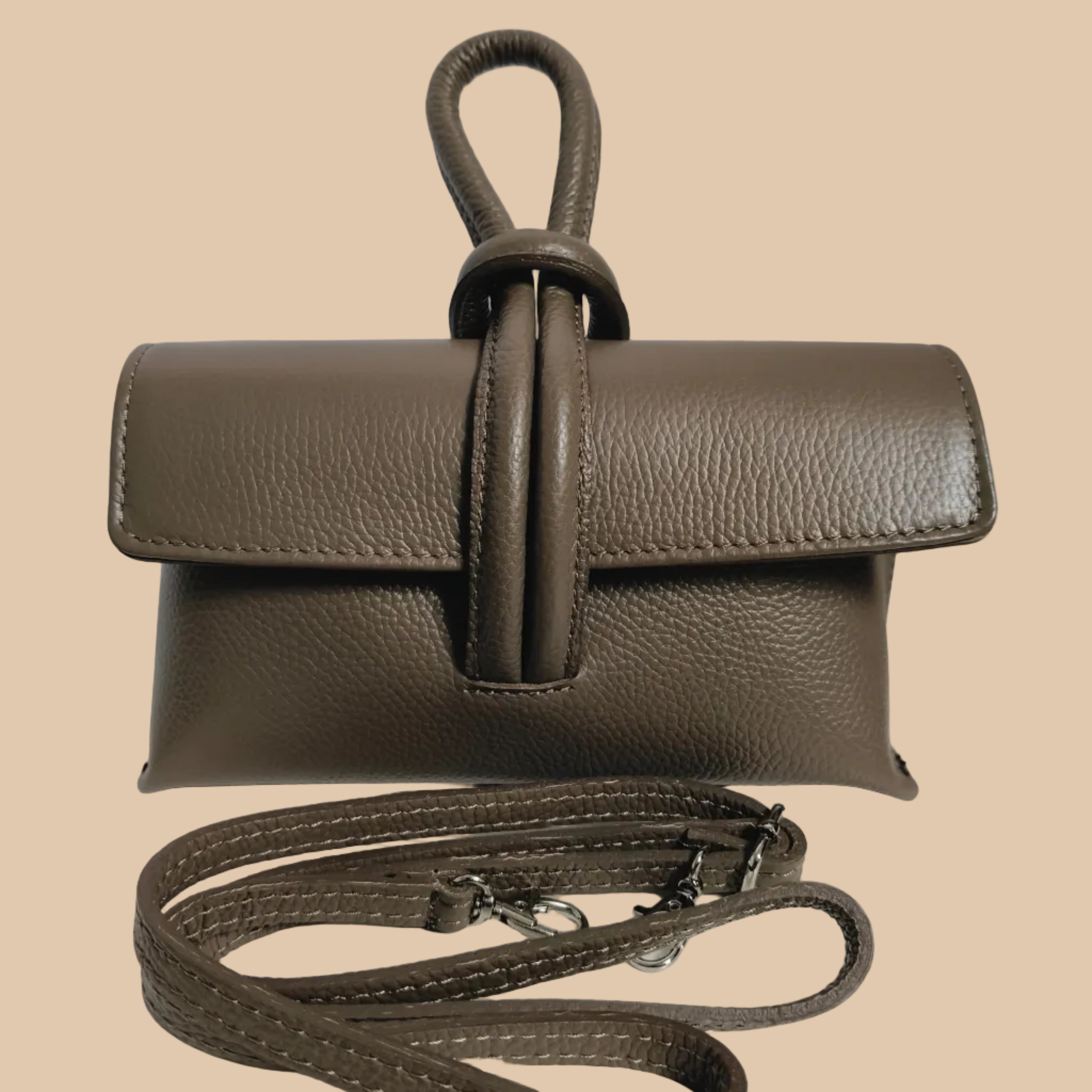 BOLSO ALLEGRA DE PIEL ITALIANA CON ASA DE NUDO Y BANDOLERA