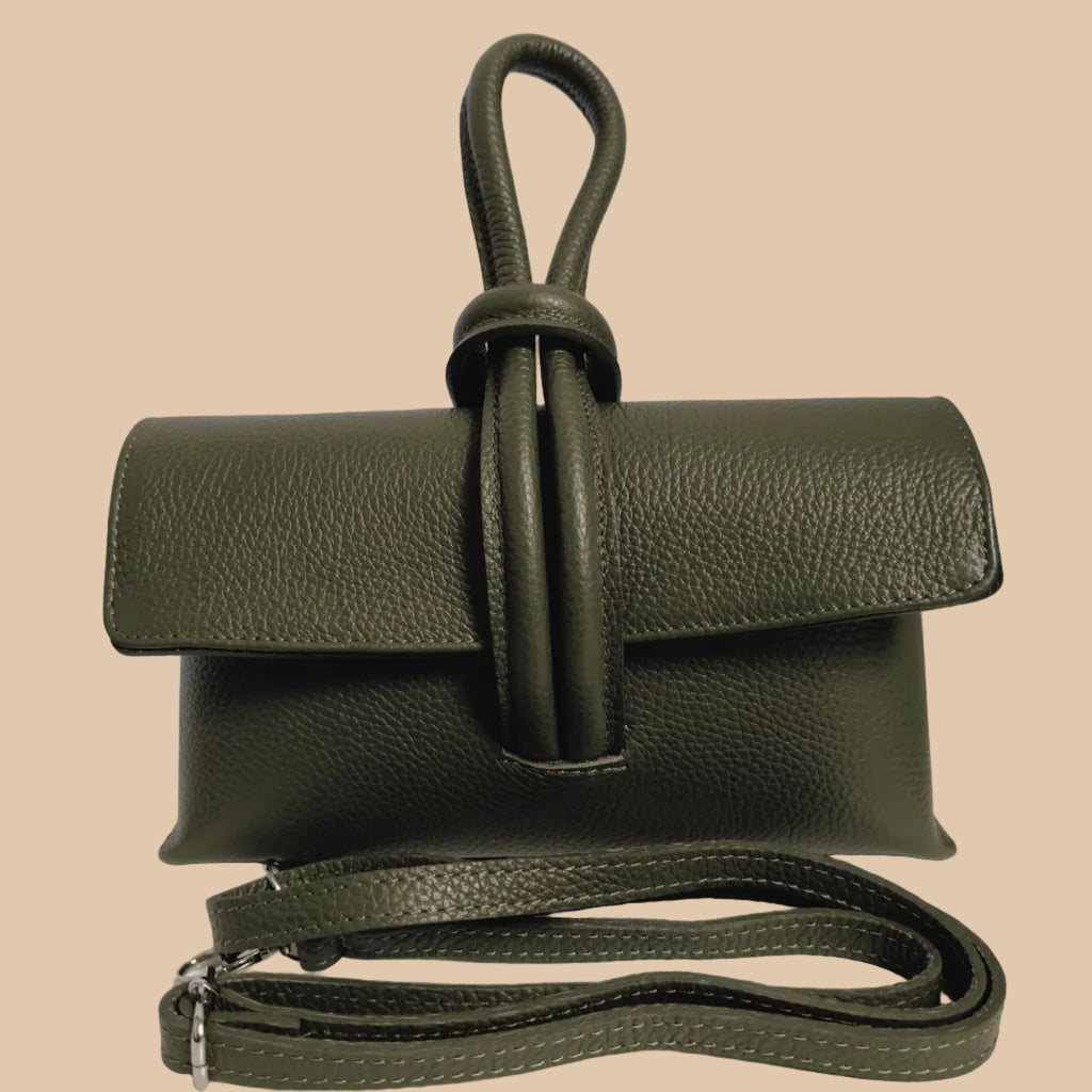 BOLSO ``ALLEGRA`` DE PIEL ITALIANA CON ASA DE NUDO Y BANDOLERA