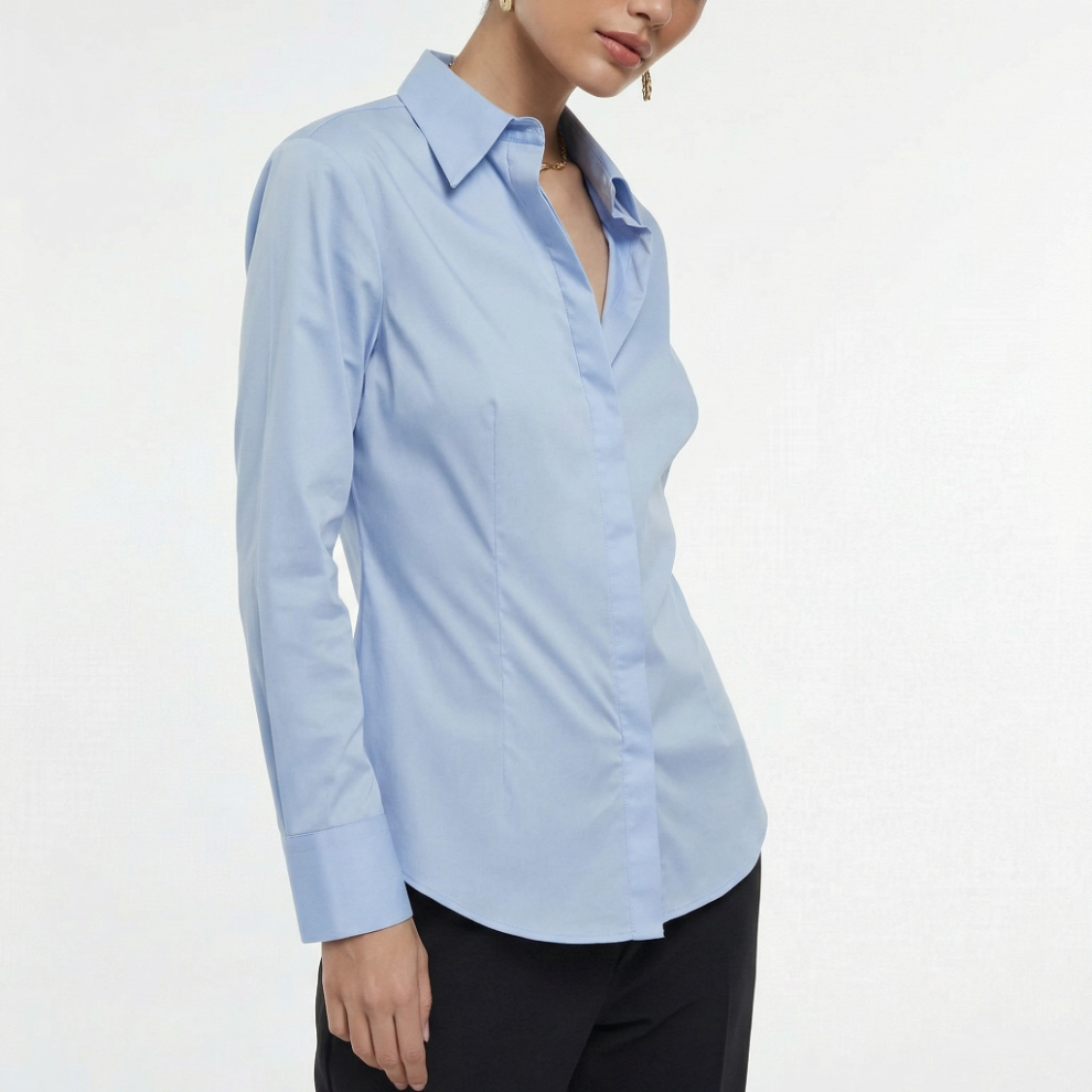 CAMISA INÉS OXFORD AZUL CELESTE ENTALLADA