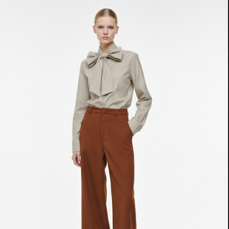 CAMISA JULIETA DE RAYAS CON LAZADO XL EN EL CUELLO