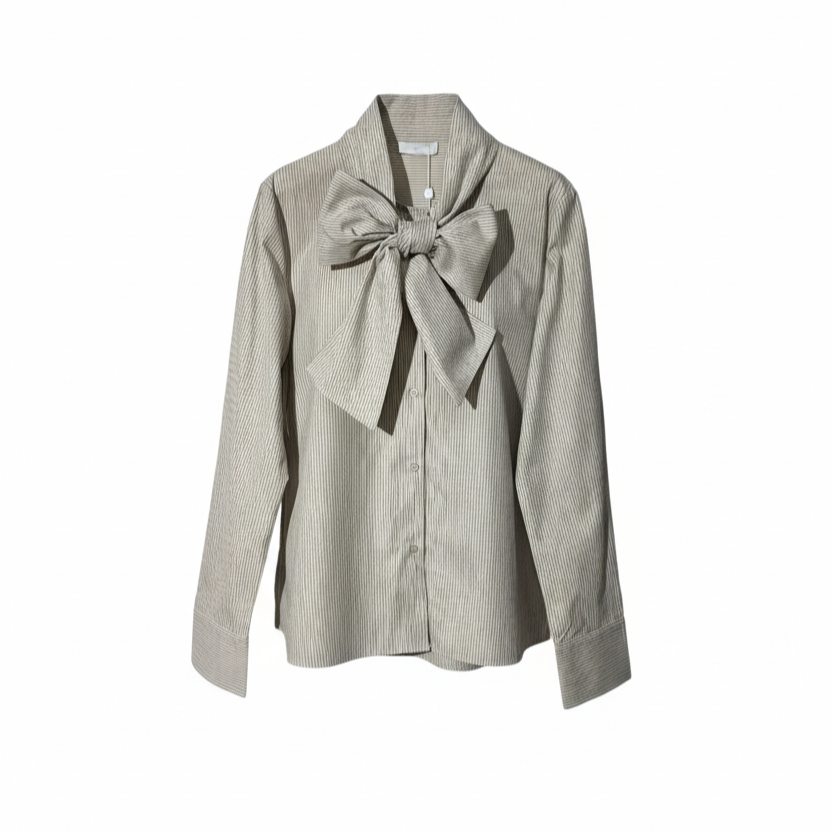 CAMISA JULIETA DE RAYAS CON LAZADO XL EN EL CUELLO