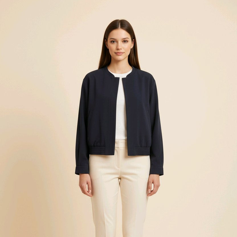 CHAQUETA MARTINA BOMBER CORTA AZUL MARINO CON CIERRE OCULTO