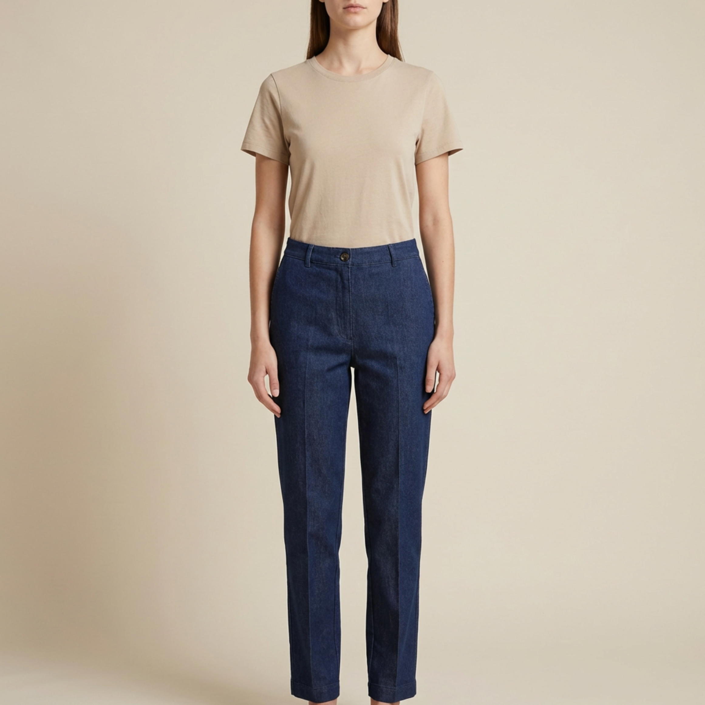 PANTALÓN ALBA VAQUERO RECTO CON RAYA MARCADA Y VUELTA