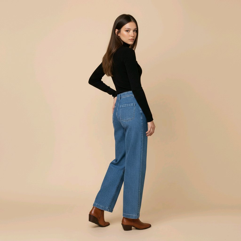 PANTALÓN NADIA VAQUERO WIDE LEG CON BOLSILLOS FRONTALES