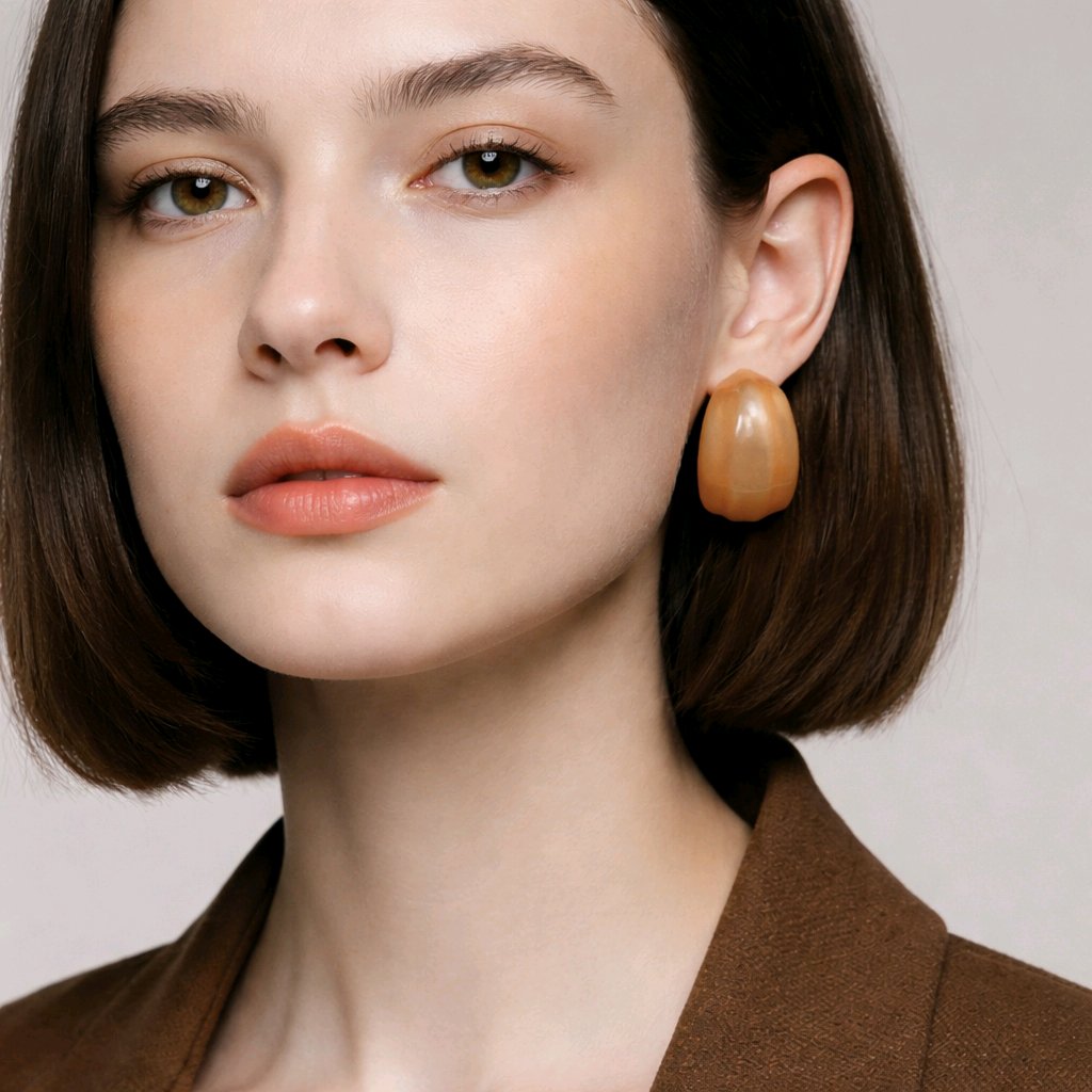 PENDIENTES LIA DE ARO GRUESO ACRÍLICO NUDE