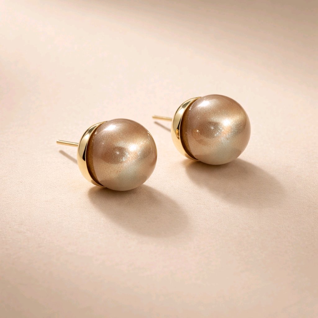 PENDIENTES SOFÍA DE BOLA MARRÓN CON REFLEJOS