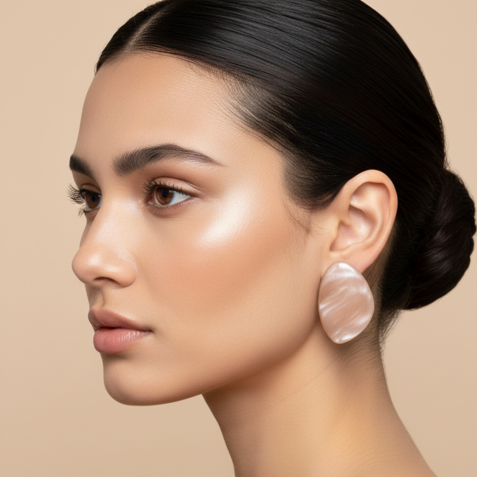 PENDIENTES NEREA DE CLIP OVALADOS EFECTO NÁCAR NUDE