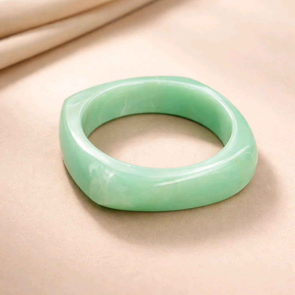 Pulsera de resina marmoleada color verde agua con diseño orgánico de inspiración escultórica de Muzetto